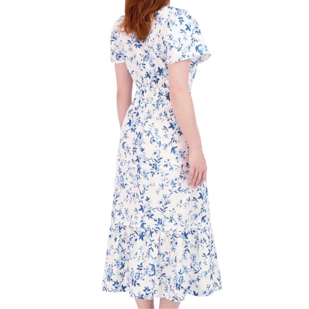 French Connection Blue and White Floral Midi Dress - Picture 4 of 7